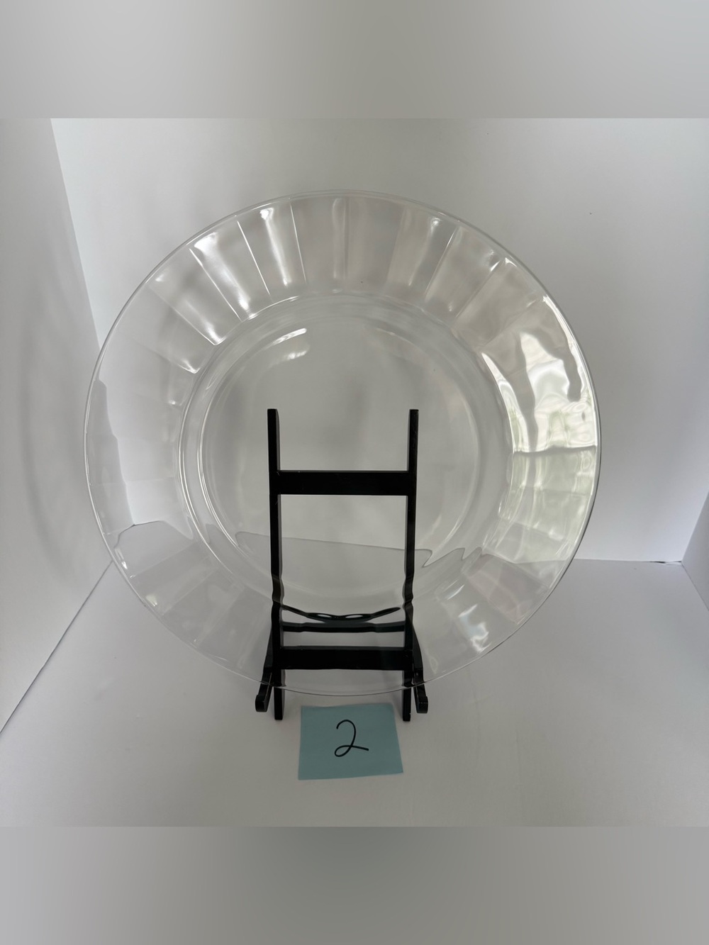 Vintage Heavy Glass Charger Serving Platter / Chop Plate 13.75 Inch Diameter #2